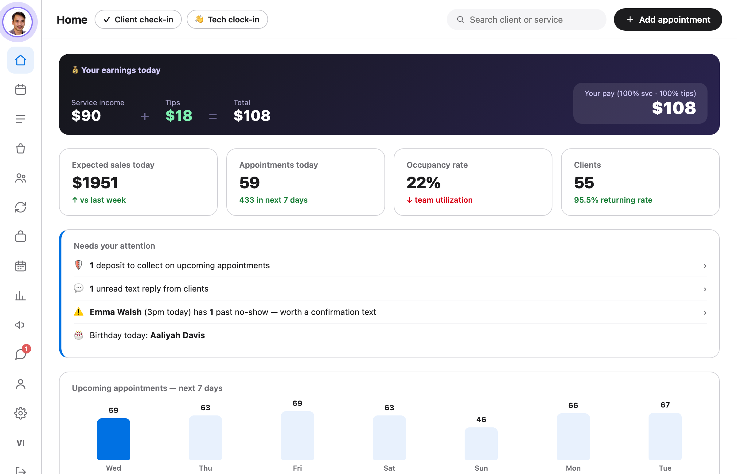 Owner home dashboard