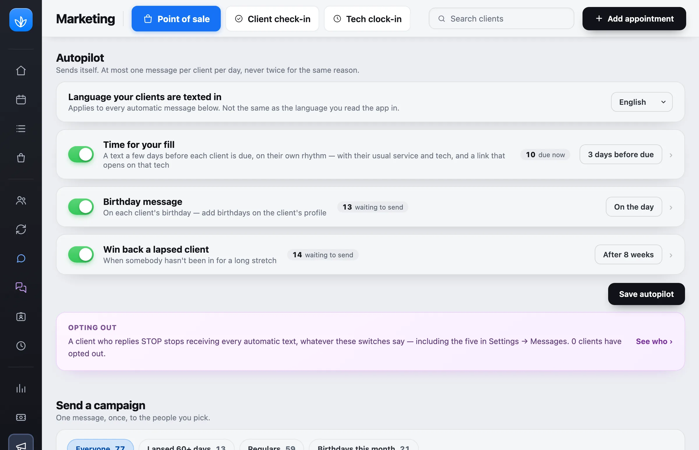 Marketing campaigns and autopilot