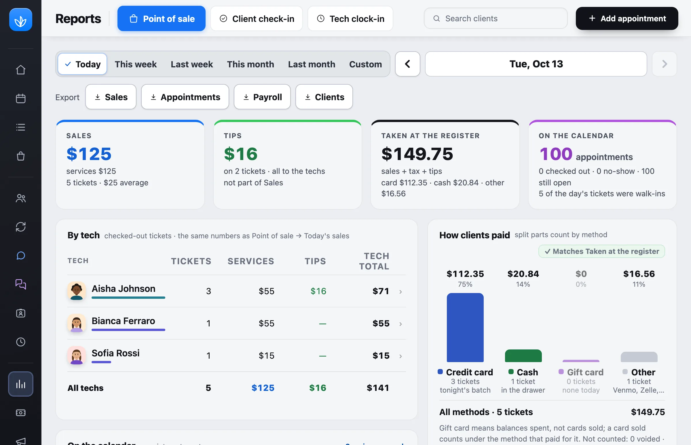 Reports and payouts